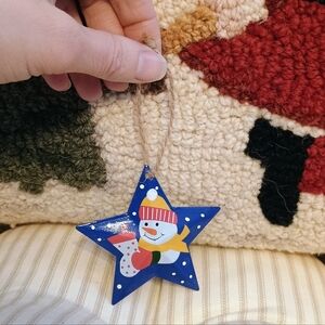 Snowman On A Star Christmas Ornament